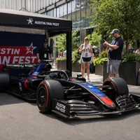 An F1 show car at an Austin Fan Fest festival activation