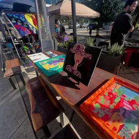 A live-art sampling moment at an Austin activation